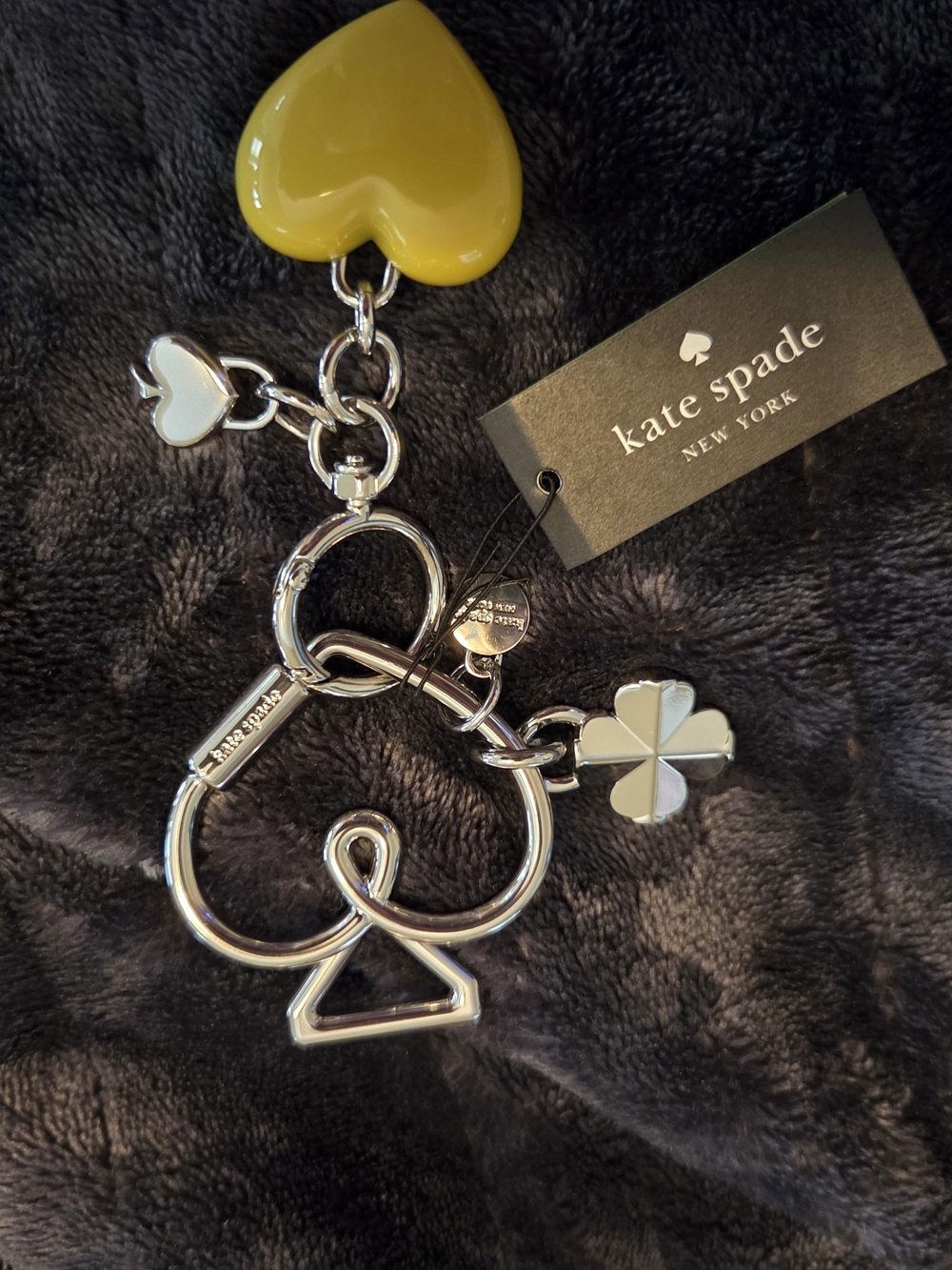 kate spade Yellow Heart and Silver Charm Keyring